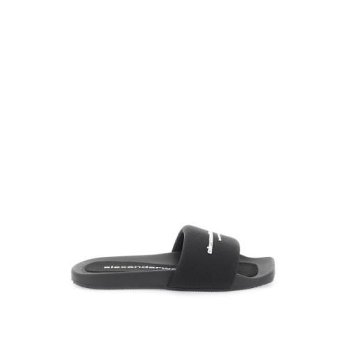 Alexander Wang Logo Strap Gummisandaler Black, Dam