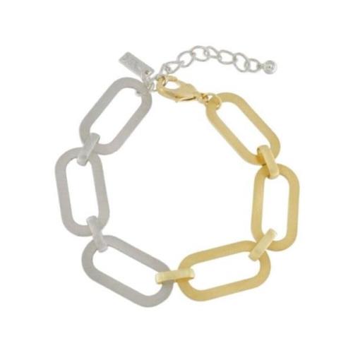 Dansk Copenhagen Audrey Oval Länk Armband 2-Tone Yellow, Dam