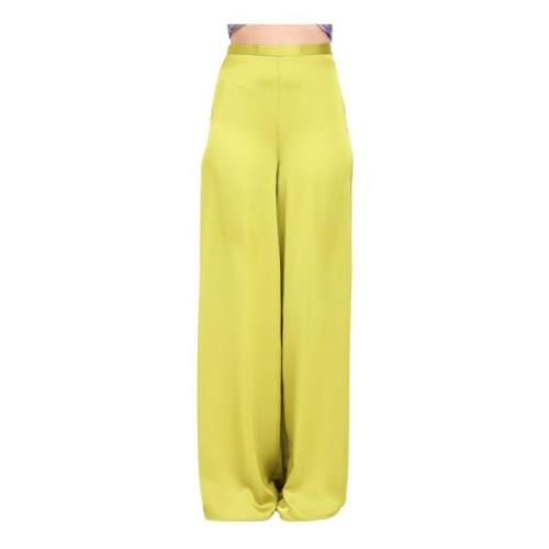 Simona Corsellini Elegant Grön Flare Satin Byxor Green, Dam