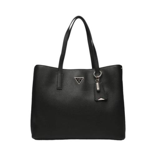 Guess Svart polyester tote med magnetisk stängning Black, Dam