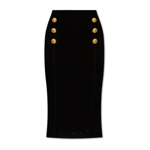 Balmain Räfflad kjol Black, Dam