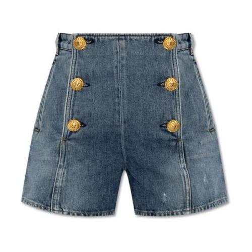 Balmain Höga midjade denim shorts Blue, Dam