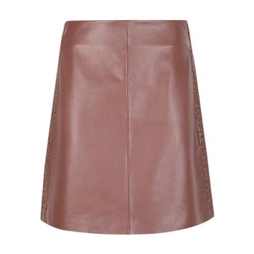 Max Mara Weekend Brun Läder Minikjol Brown, Dam