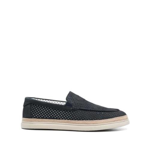 Casadei Blå Nabuk Slip-On Loafers Blue, Herr