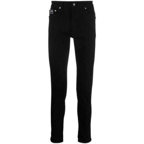 Versace Jeans Couture Svarta Slim-Fit Jeans för Män Black, Herr