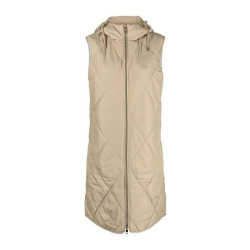 Tommy Hilfiger Beige Quiltad Lång Väst Beige, Dam