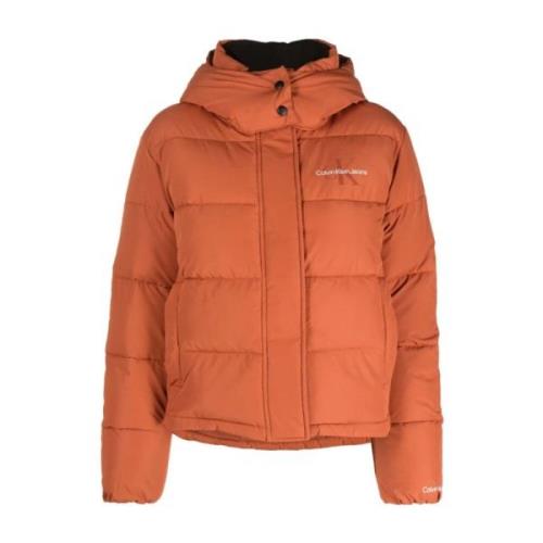 Calvin Klein Jeans Brun Kort Puffer Dunjacka Brown, Dam