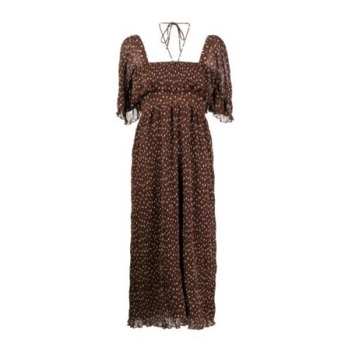 Ganni Midi Dresses Brown, Dam