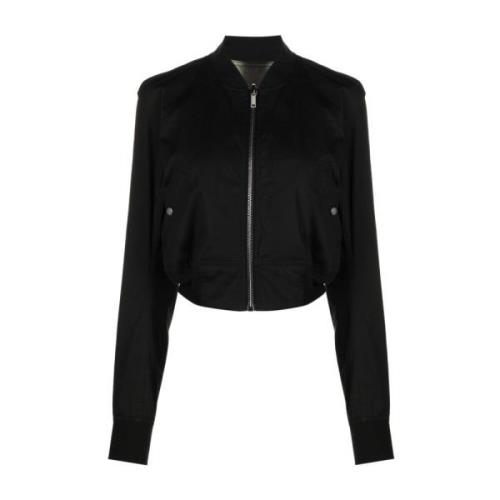 Rick Owens Omvändbar Svart Cropped Flight Bomber Black, Dam