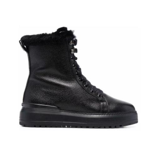 Baldinini Svarta Ankelboots Casual Stängda Platta Black, Dam