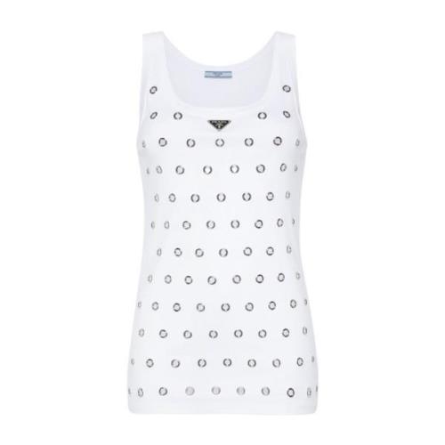 Prada Sleeveless Tops White, Dam