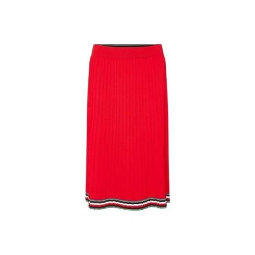 Tommy Hilfiger Avslappnad Plisserad Midi Kjol Red, Dam