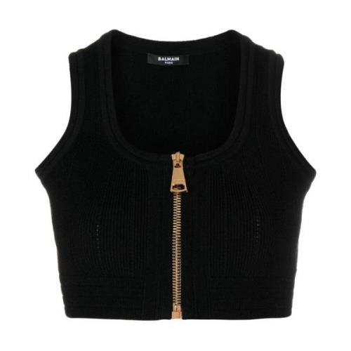 Balmain Sleeveless Tops Black, Dam