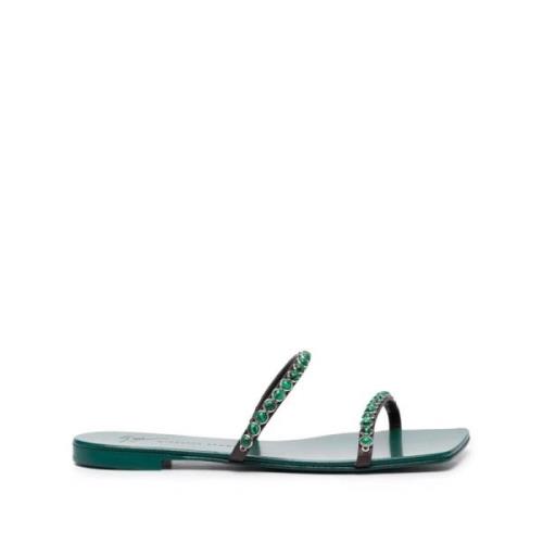 Giuseppe Zanotti Flat Sandals Green, Dam