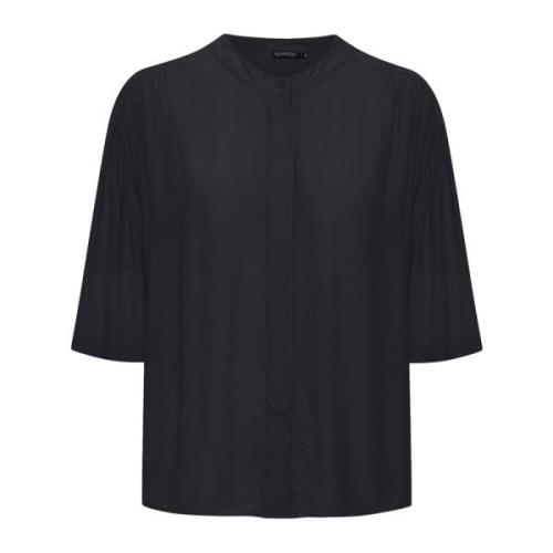 Soaked in Luxury Elegant Svart Blus med Korta ärmar Black, Dam