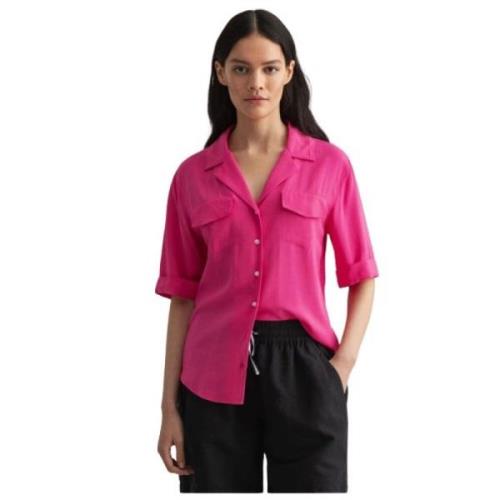 Gant Lättvikts Safari Skjorta i Fuchsia Viskos Pink, Dam