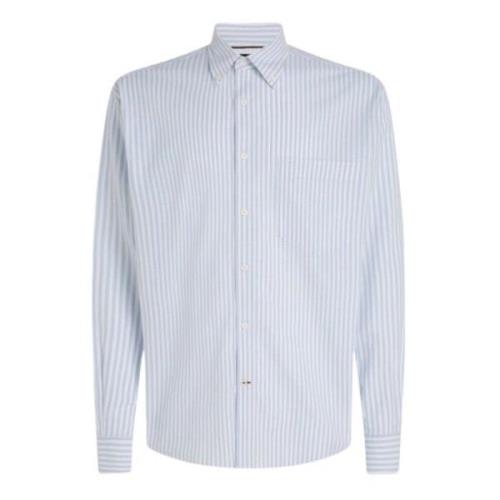 Tommy Hilfiger Oversize Randig Oxford Skjorta Blue, Herr