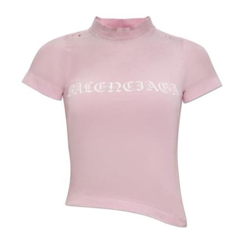 Balenciaga T-shirt med logotyp Pink, Dam