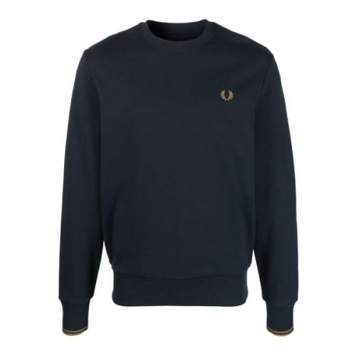 Fred Perry Blå Logo Crewneck Sweatshirt Blue, Herr