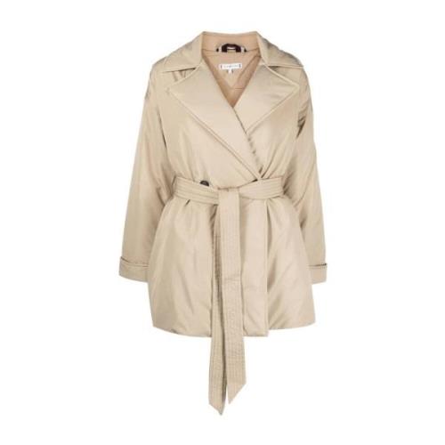 Tommy Hilfiger Beige Vadderad Peacoat Trench Coat Beige, Dam