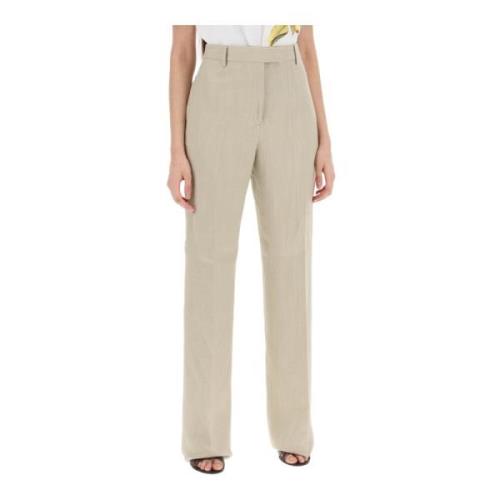 Salvatore Ferragamo Straight Trousers Beige, Dam