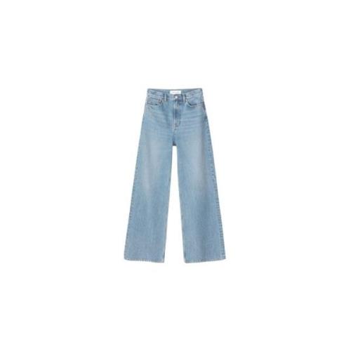 Samsøe Samsøe Cropped Hög Midja Wide Leg Jeans Blue, Dam