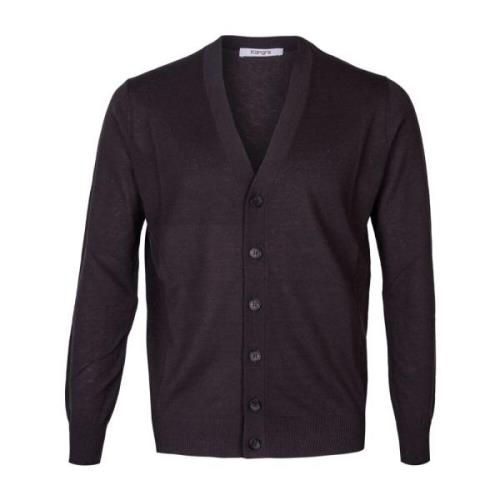 Kangra Herr Slim Fit Cardigan i Bomull och Linne Brown, Herr