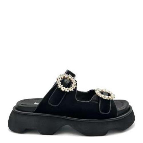 Jeannot Flat Sandals Black, Dam