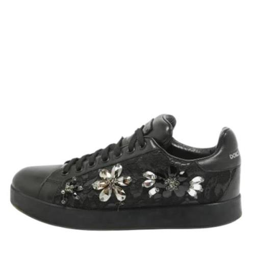 Dolce & Gabbana Pre-owned Pre-owned Laeder sneakers Black, Dam