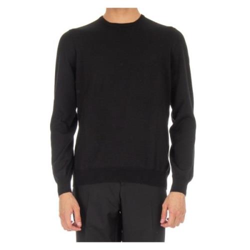 Gran Sasso Svart Crew Neck Tröja Italienskt Tillverkad Black, Herr