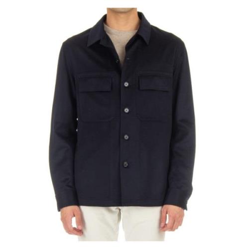 Ermenegildo Zegna Blå Cashmere Overshirt med Fickor Blue, Herr