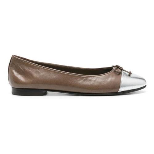 Tory Burch Cap-Toe Bicolor Ballerina Skor Brown, Dam