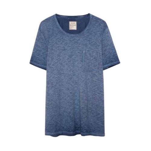 Zadig & Voltaire Blå Toby Kallfärgad T-shirt Blue, Herr