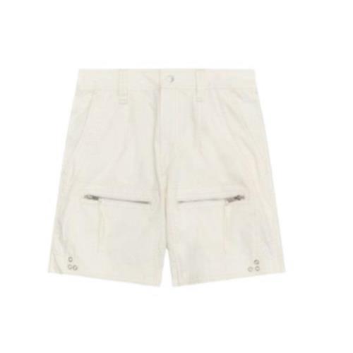 Isabel Marant Bomull Ecru Shorts med Dragkedjefickor Beige, Herr