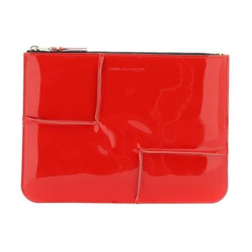 Comme des Garçons Blankt Patentläder Präglad Pouch Red, Dam