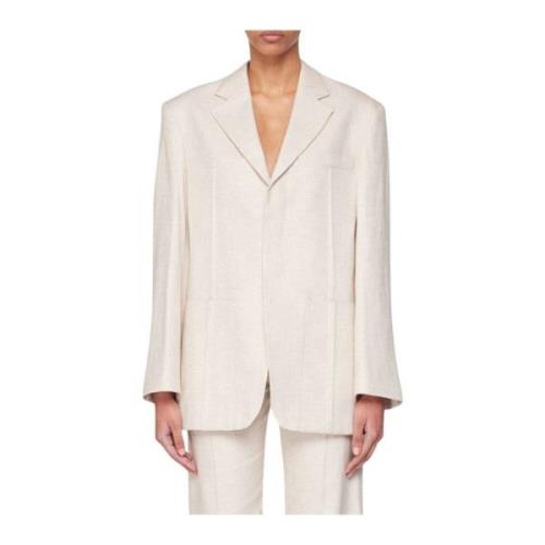 Jacquemus Beige Linneblazer Beige, Dam