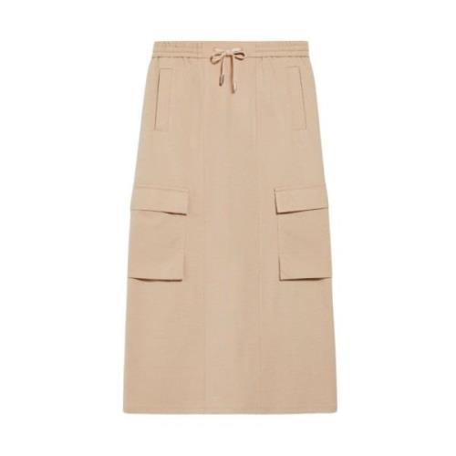 Max Mara Weekend Beige Cargo Kjol med Justerbar Midja Beige, Dam