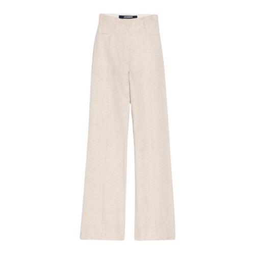 Jacquemus Beige Wide Leg Linen Pants Beige, Dam