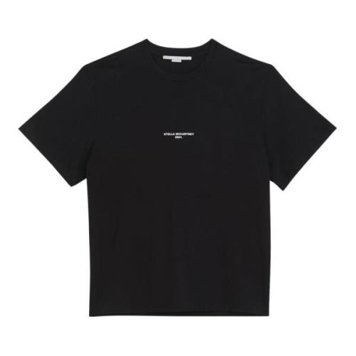 Stella McCartney Klassisk Bomull Logo Print T-shirt Black, Dam