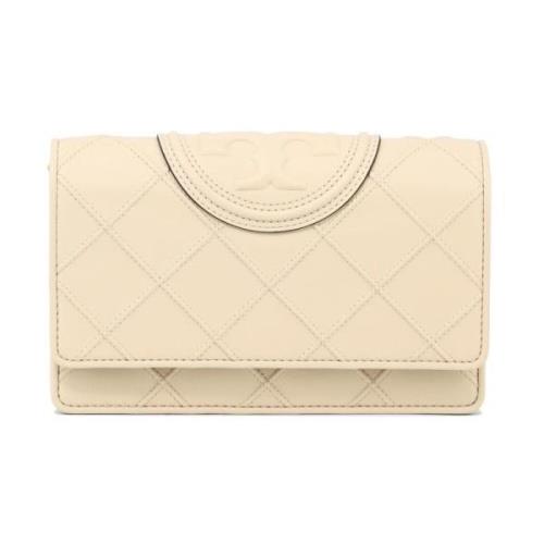 Tory Burch Soft Wallet Med Kedja Beige, Dam