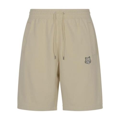 Maison Kitsuné Modig Räv Huvud Patch Jog Shorts Beige, Herr