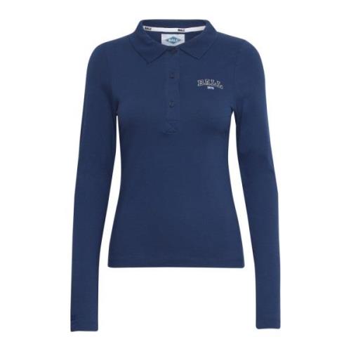 Ball Långärmad Polo Shirt Ocean Blå Blue, Dam