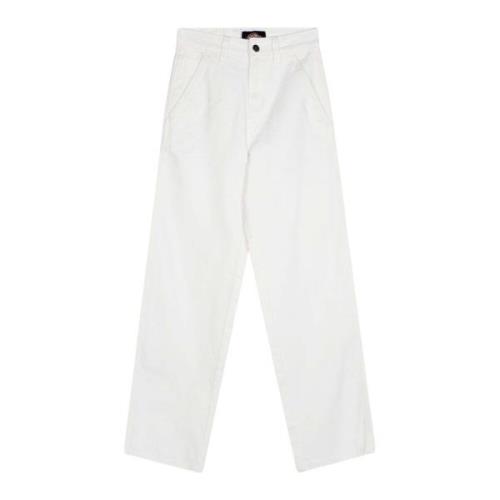 Dickies Straight Trousers White, Dam