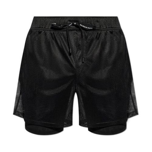 Balmain Genombrutna shorts Black, Herr