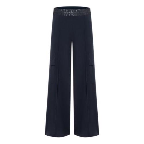 Cambio Wide Trousers Blue, Dam