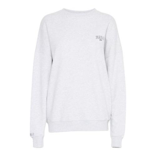 Ball Grafiskt Tryck Sweatshirt Vit Melange Gray, Dam