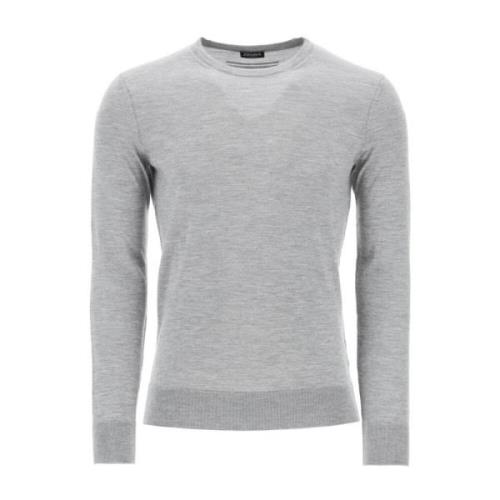 Ermenegildo Zegna Mysig Stickad Pullover Tröja Gray, Herr