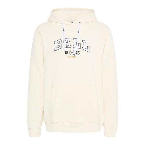 Ball Off White Hoodie Sweatshirt Stiligt Logo Beige, Dam