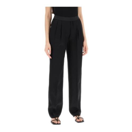 Loulou Studio Wide Trousers Black, Dam