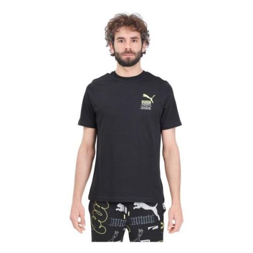 Puma Svart Grafisk Tryck T-shirt Black, Herr